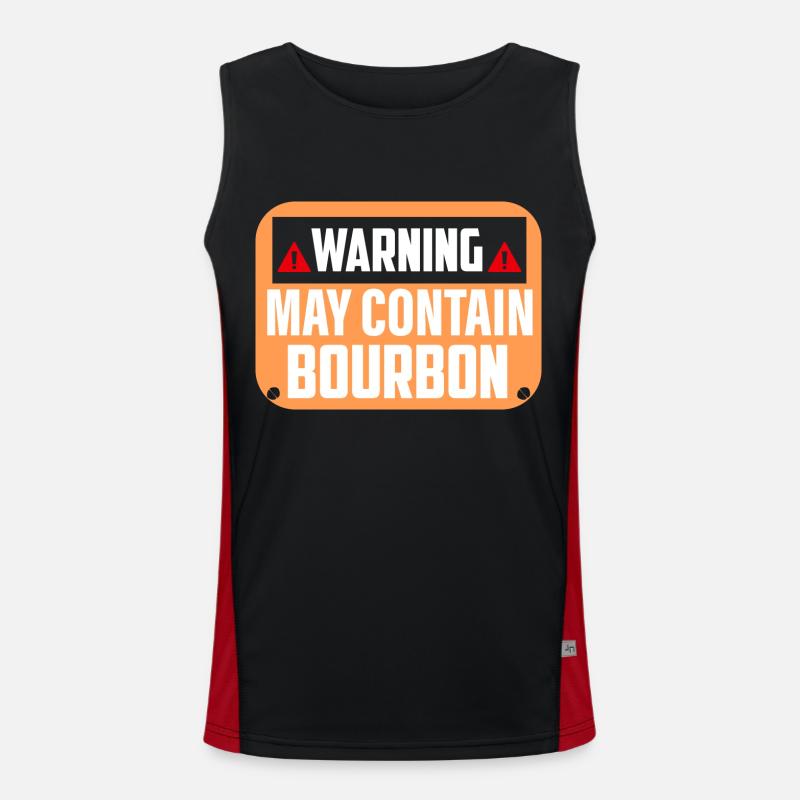 Warning May Contain Bourbon Whiskey Drinking Funktionelles Kontrast-Tank Top für Männer 