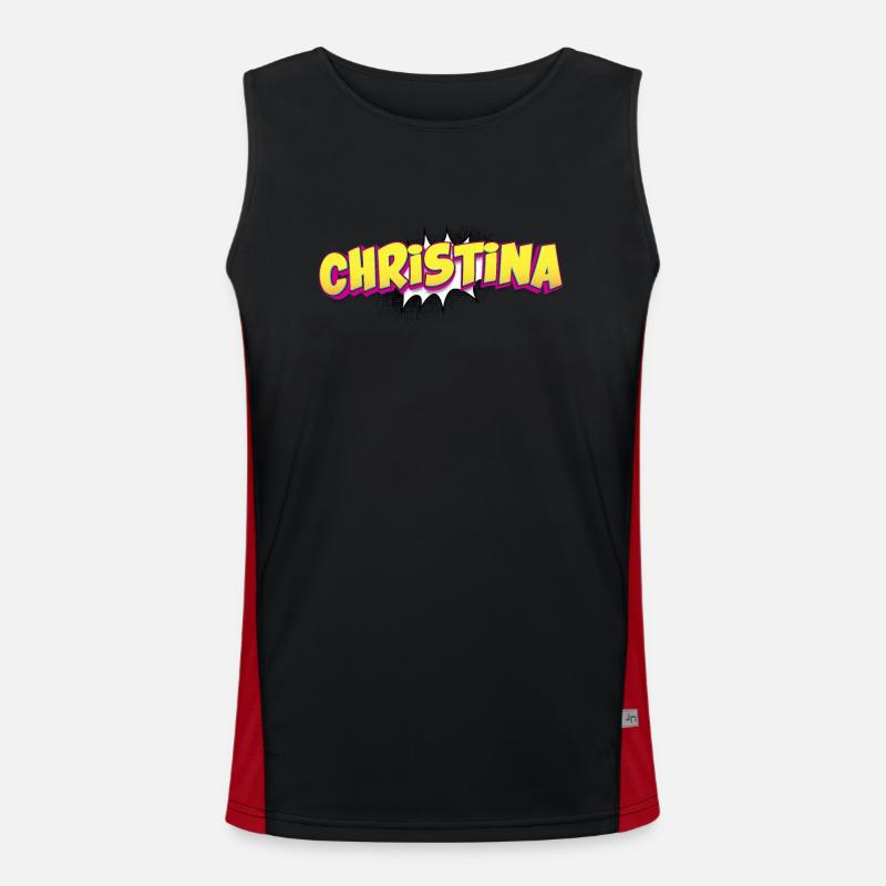 Christina benutzerdefinierter Name Comic-Stil Pop-Art, Funktionelles Kontrast-Tank Top für Männer 