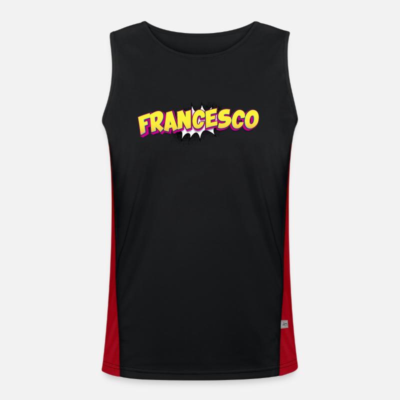 Francesco Custom Name Comic Book Style Pop Art, Men's Functional Contrast Tank Top 