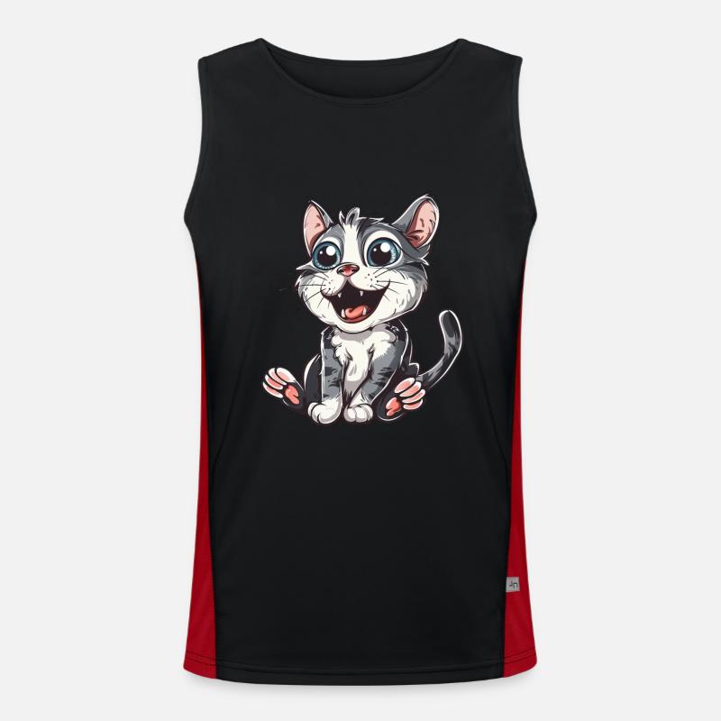 Verspieltes Kätzchen Mit Großen Augen Funktionelles Kontrast-Tank Top für Männer 