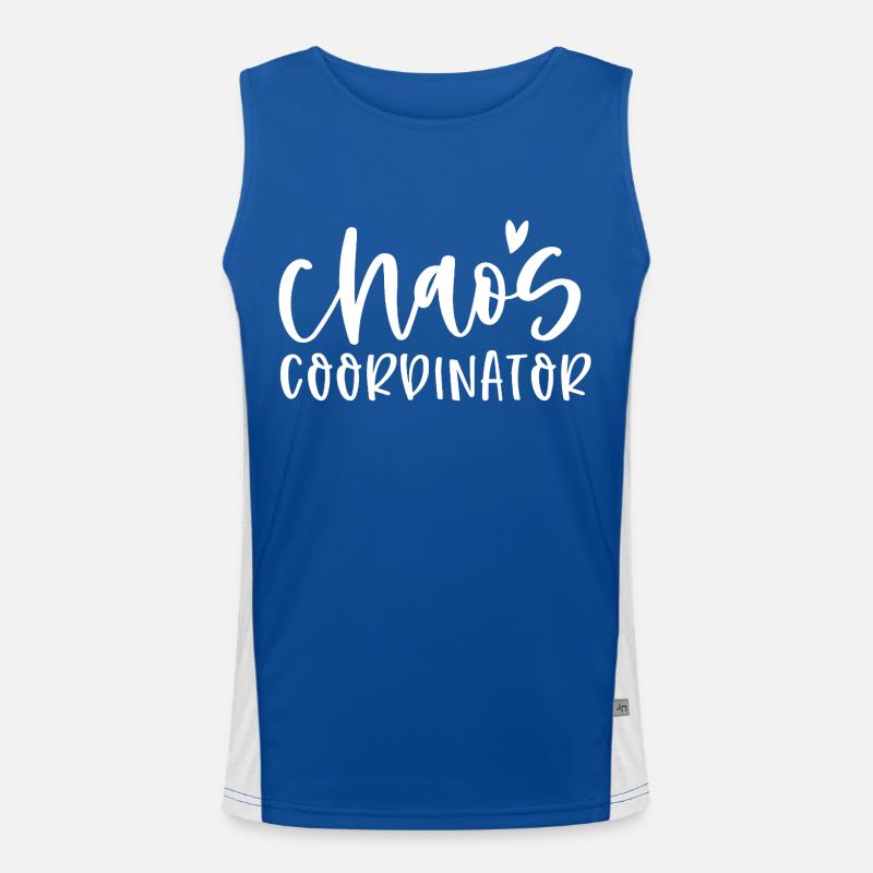 Chaos Koordinator Spaß Mutter Leben Humor Funktionelles Kontrast-Tank Top für Männer 