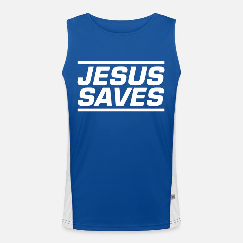Jesus Rettet Bibelvers Funktionelles Kontrast-Tank Top für Männer 