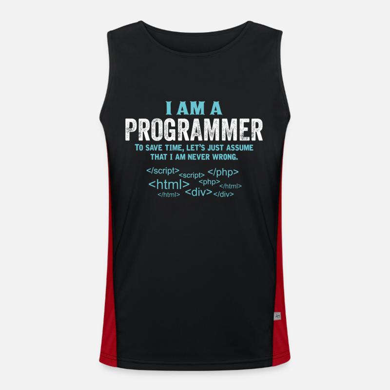 I Am A Programmer... - Men's Functional Contrast Tank Top  - black/red