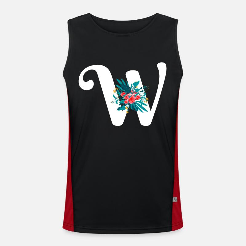 Buchstabe W geblüht Funktionelles Kontrast-Tank Top für Männer 