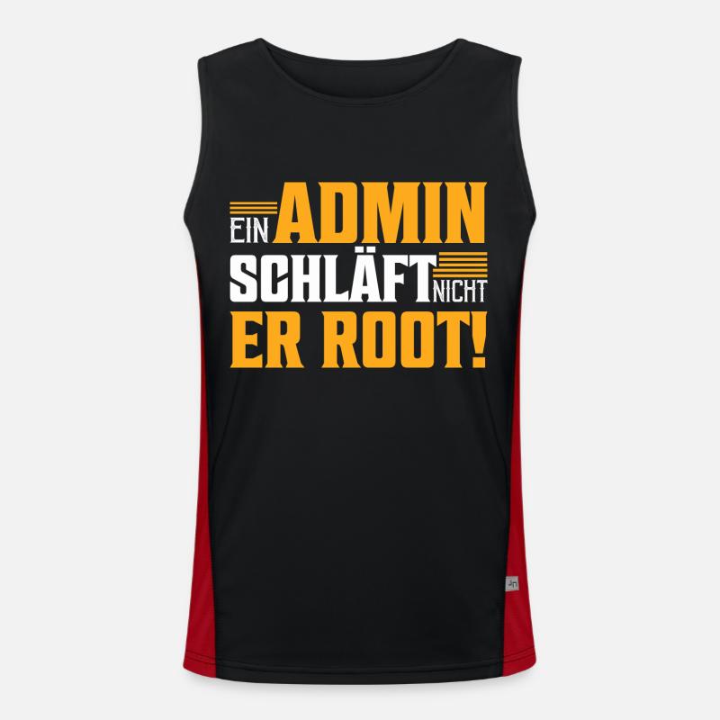 Ein Admin schläft nicht | Er Root! It Programmiere Funktionelles Kontrast-Tank Top für Männer 
