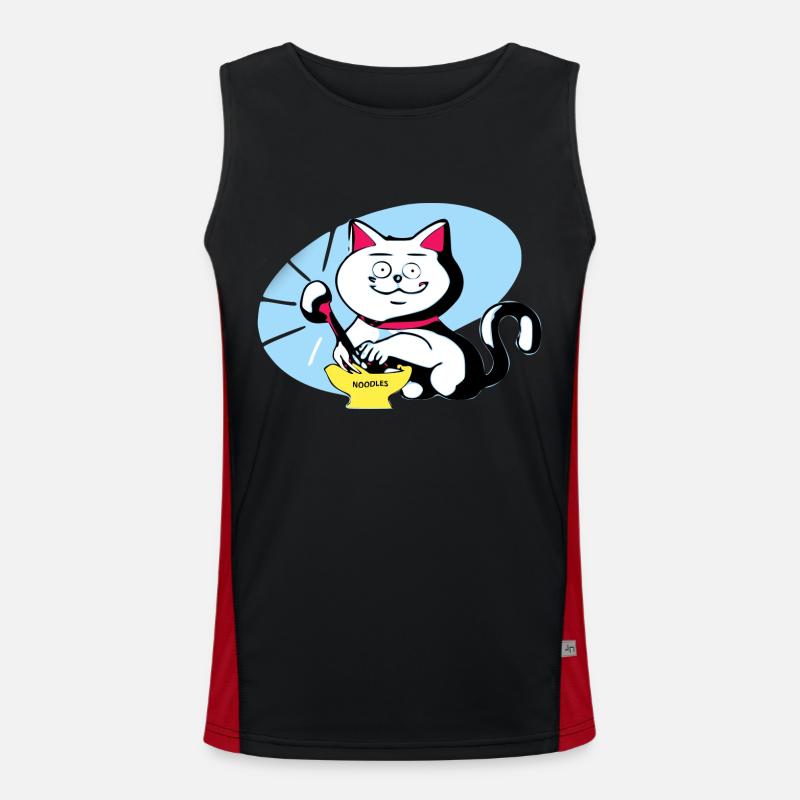 Cat and ramen - Men's Functional Contrast Tank Top  - black/red