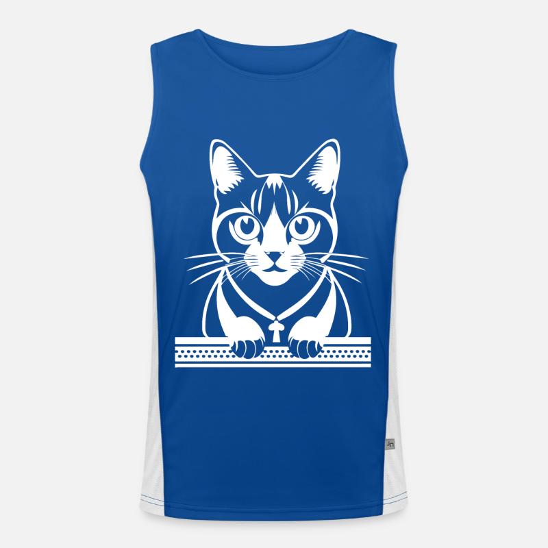 Funny Cat Silhouette Cheeky Fun Cats Men's Functional Contrast Tank Top 
