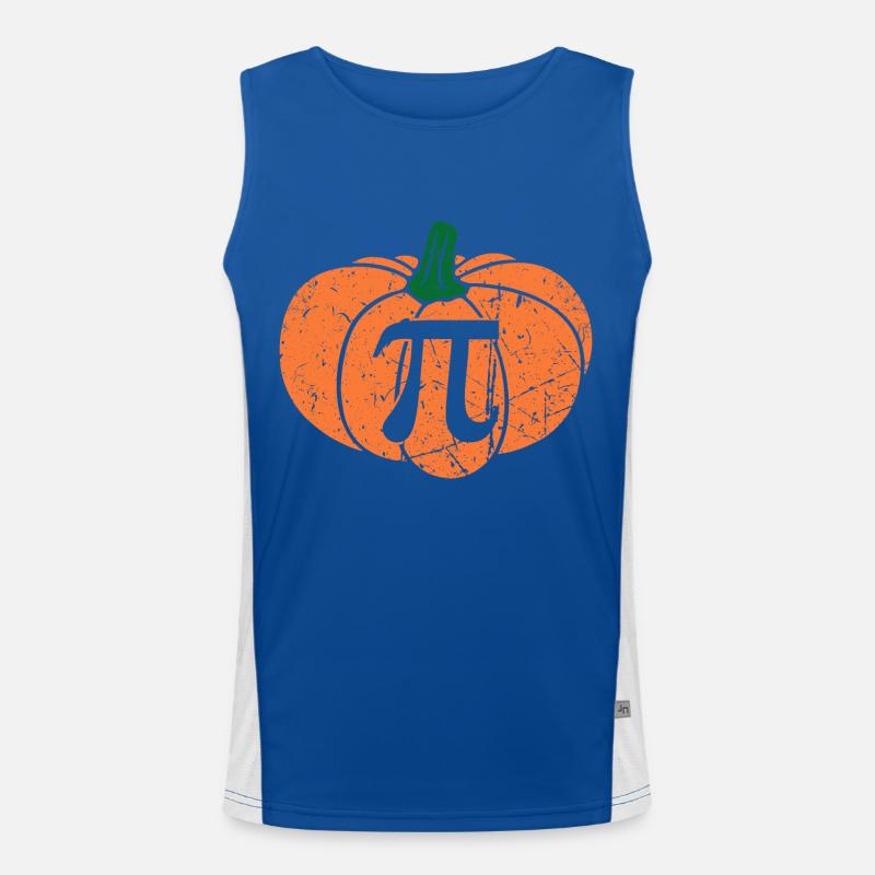 Distressed Pumpkin Pi Math Teacher Haloween Men's Functional Contrast Tank Top 