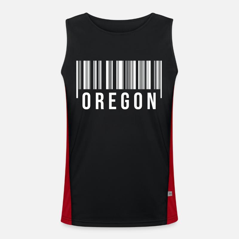 Code-barres de l’Oregon - Débardeur respirant contrasté Homme  - noir/rouge