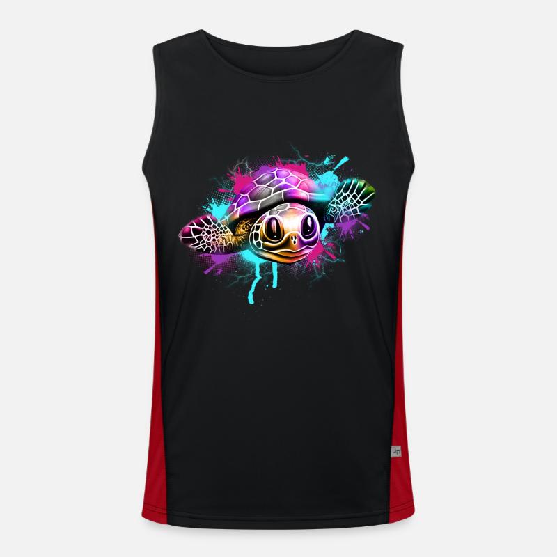 Schildkröte Graffiti Bunt Funktionelles Kontrast-Tank Top für Männer 