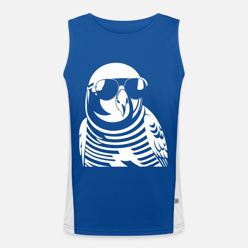Funny Bird Wearing Sunglasses Cool Bourke's Parak Men's Functional Contrast Tank Top 