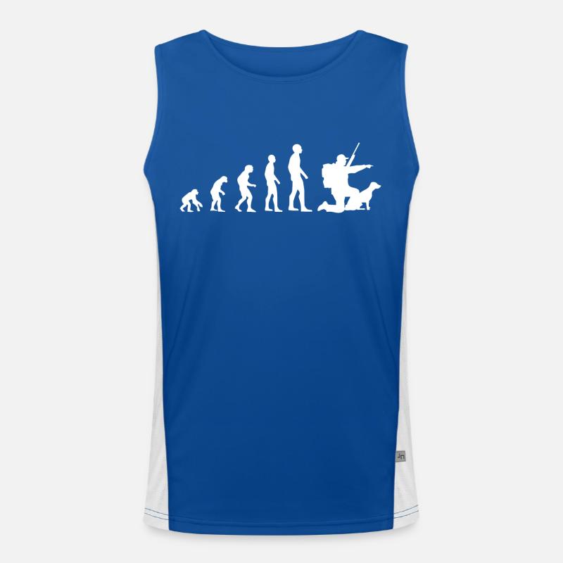 Evolution Jagdmann Humor Jäger Lustig Funktionelles Kontrast-Tank Top für Männer 