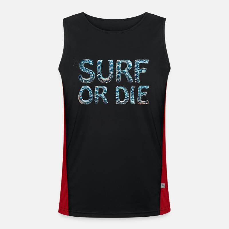 Surf Sprüche Englisch Funktionelles Kontrast-Tank Top für Männer 