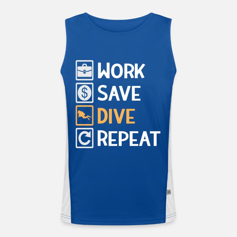 Travailler, économiser, plonger, répéter – Dive Life Débardeur respirant contrasté Homme 