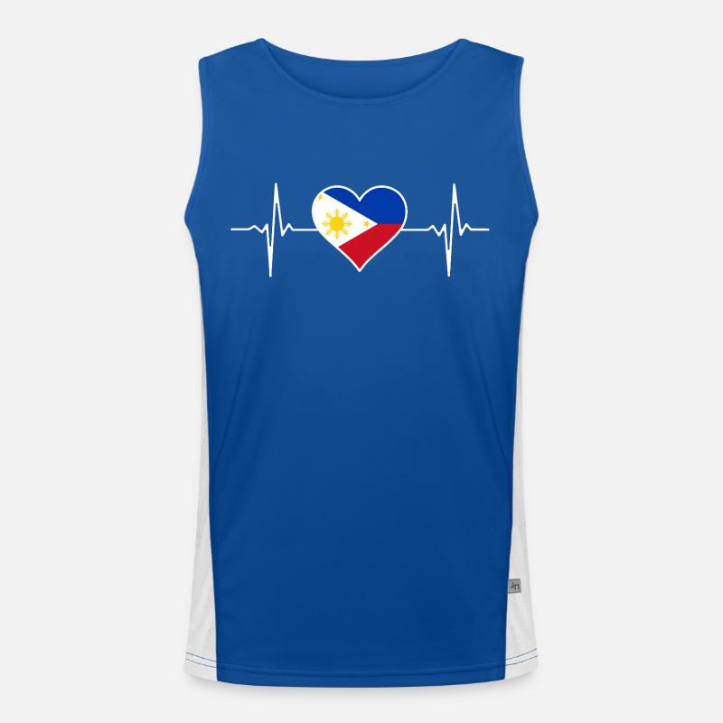Philippines Flag Heartbeat Men's Functional Contrast Tank Top 