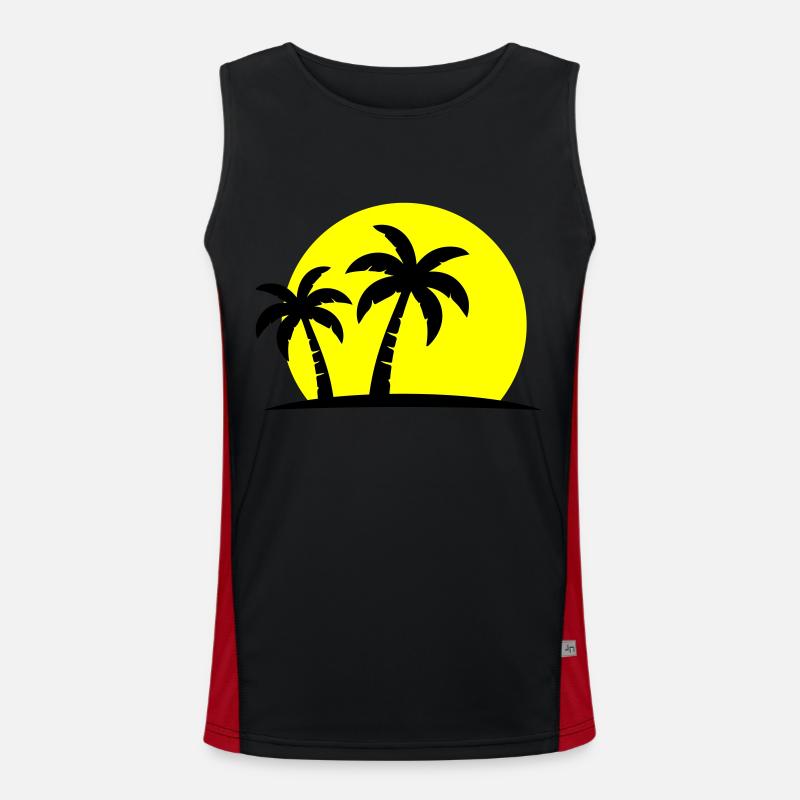 Palm Tree Beach Sunset Holiday Débardeur respirant contrasté Homme 