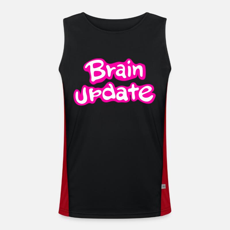 Brain Update Comic Font Pink. - Men's Functional Contrast Tank Top  - black/red