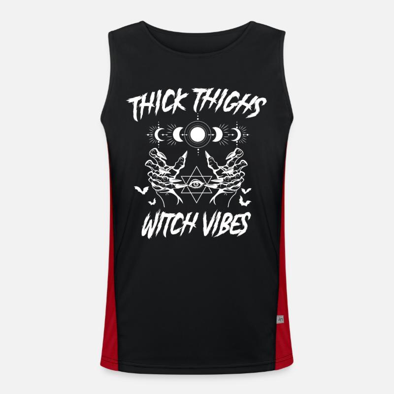 Thick Thighs Witch Vibes Goth Gothic Occult Men's Functional Contrast Tank Top 