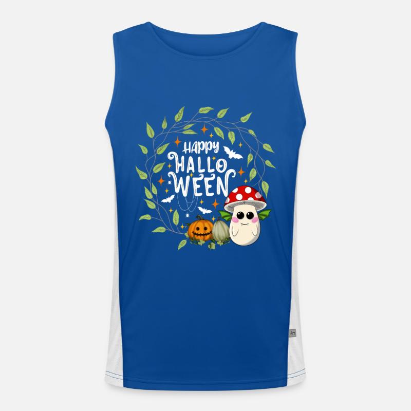 Happy Halloween toadstool white Men's Functional Contrast Tank Top 