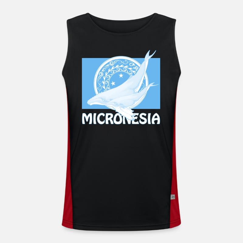 Drapeau de la Micronésie et baleines à bosse Débardeur respirant contrasté Homme 