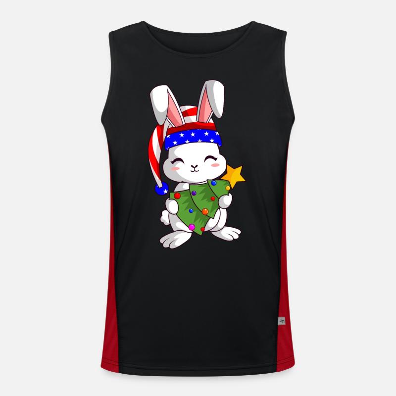 Mignon lapin USA Drapeau Joyeux Noël Débardeur respirant contrasté Homme 