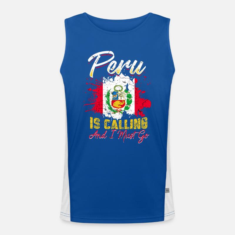 Peru Flag Men's Functional Contrast Tank Top 