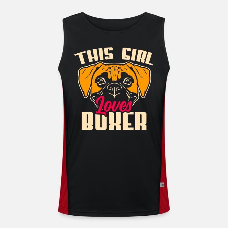Mädchen liebt Boxer Hund Funktionelles Kontrast-Tank Top für Männer 