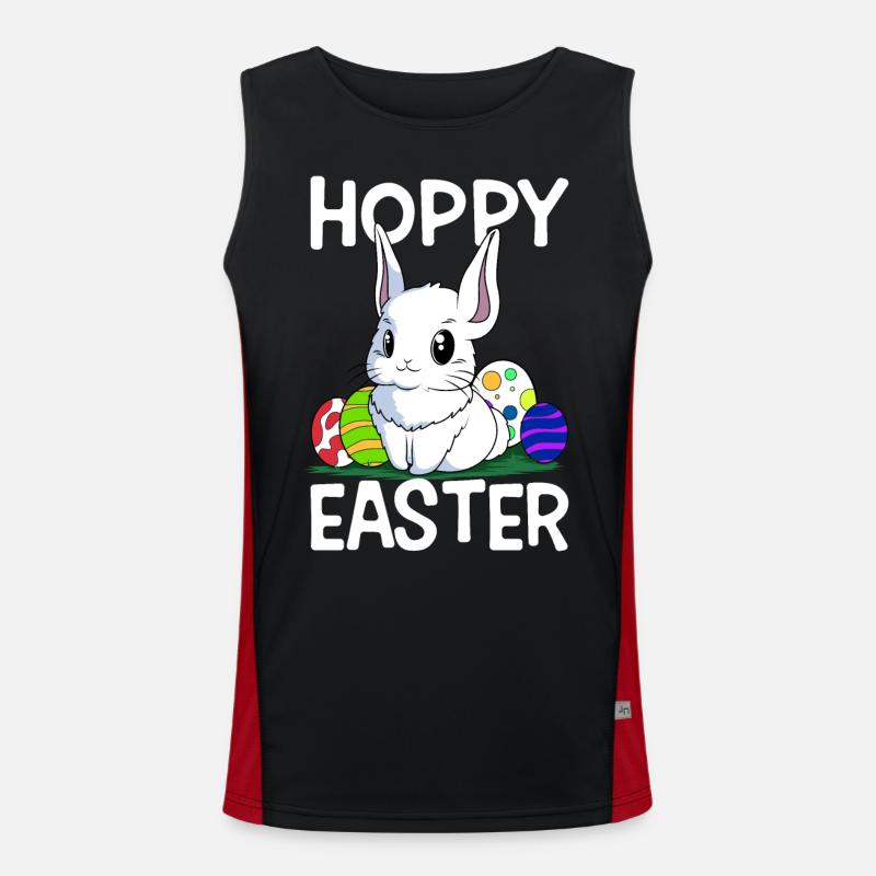 Hoppy Easter Süßer Osterhase Ostern Eiersuche Funktionelles Kontrast-Tank Top für Männer 