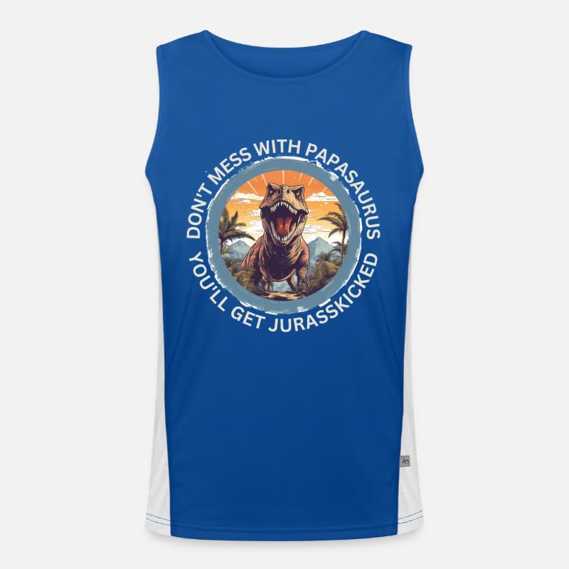 Funny Papa Papasaurus Dino Dinosaur Gift Men's Functional Contrast Tank Top 
