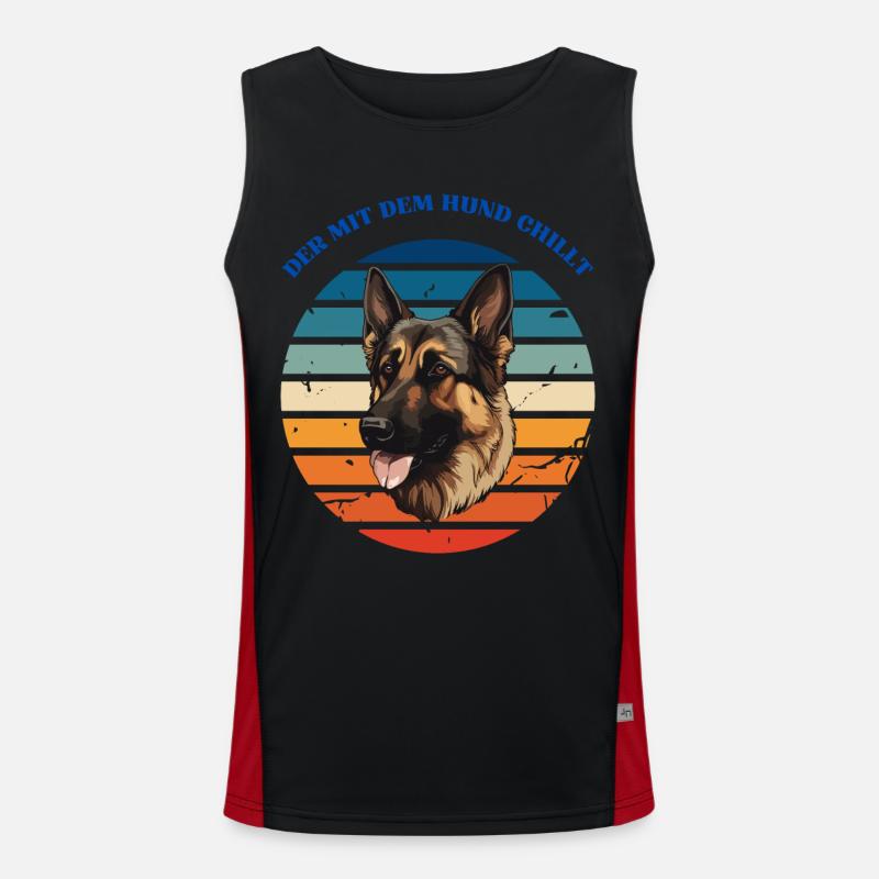 Der mit dem schäferhund chillt Funktionelles Kontrast-Tank Top für Männer 