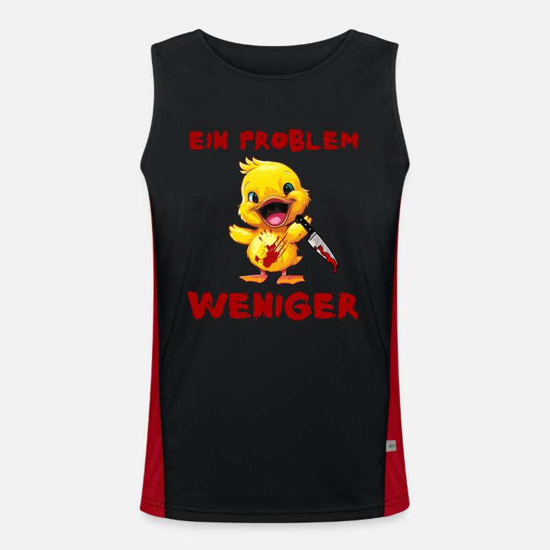 One less problem - Duck with knife Halloween Men's Functional Contrast Tank Top 