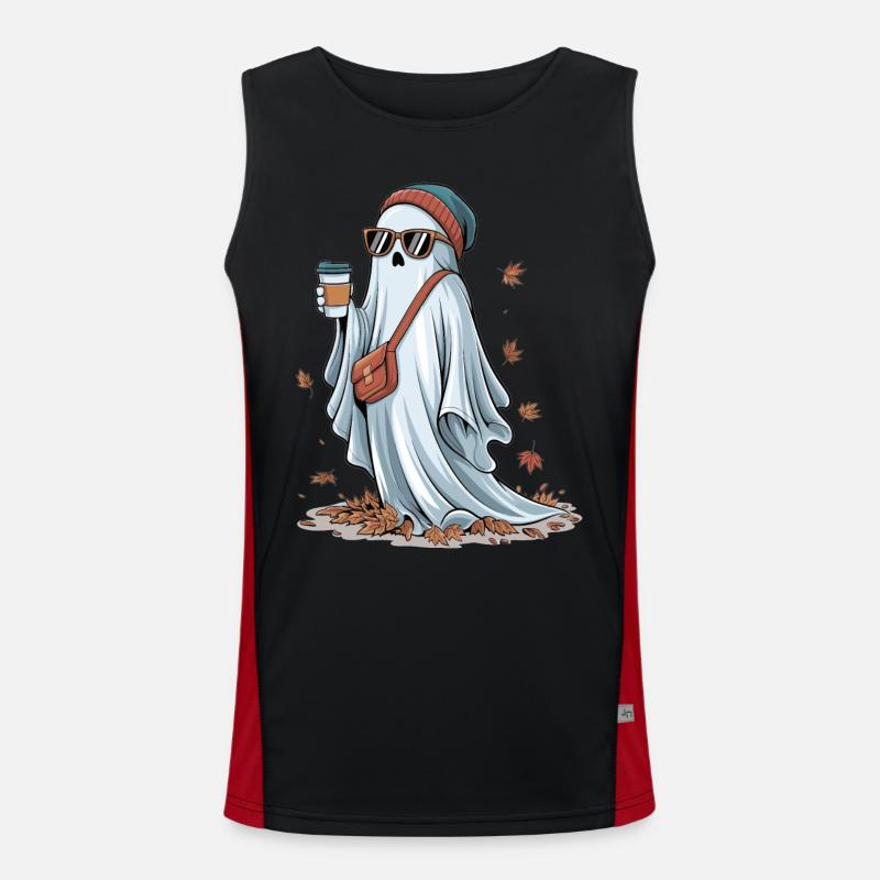 Coffee and ghosts - Men's Functional Contrast Tank Top - black/red