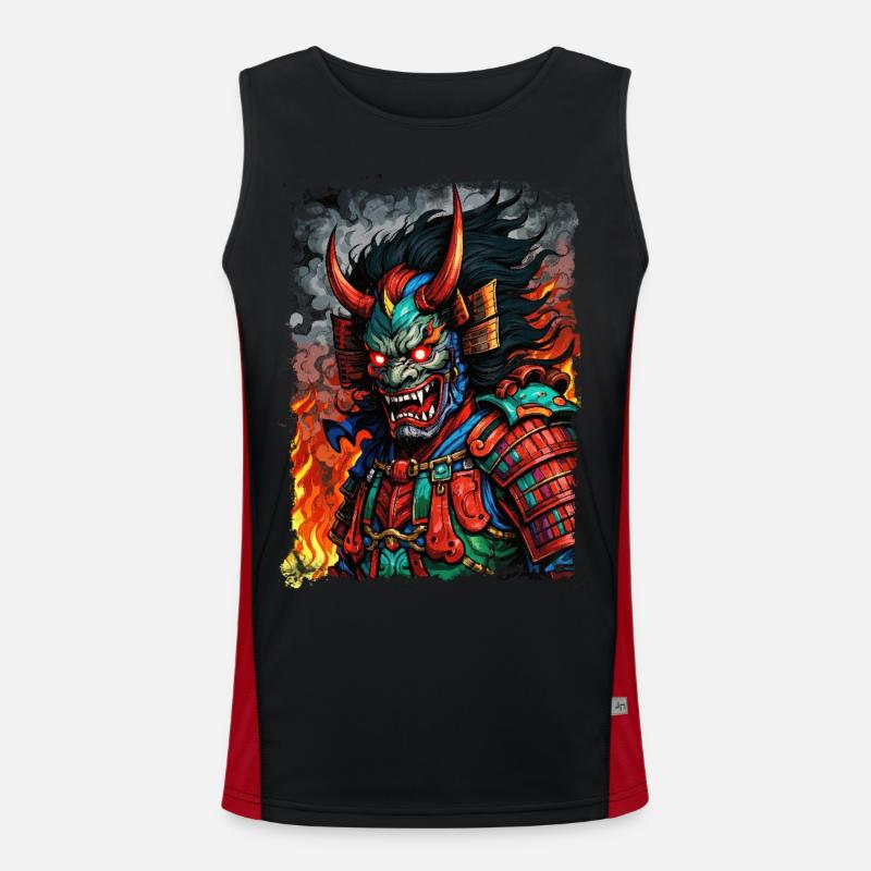Devil Oni Maske Funktionelles Kontrast-Tank Top für Männer 