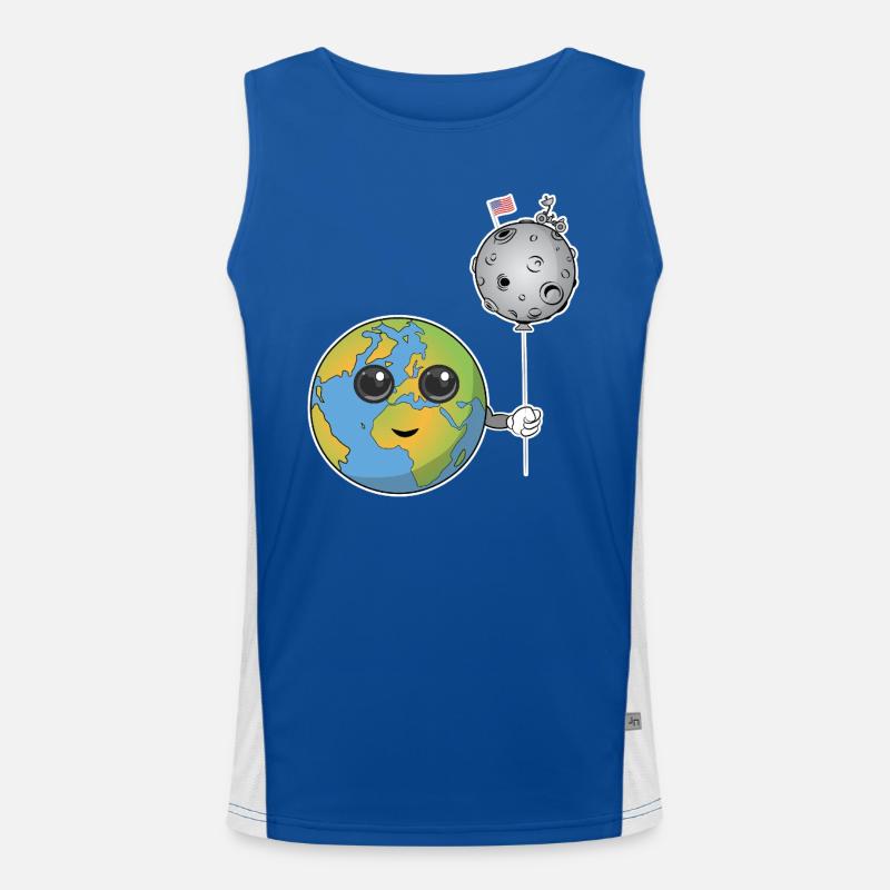 Erde mit einem Mondballon Funktionelles Kontrast-Tank Top für Männer 