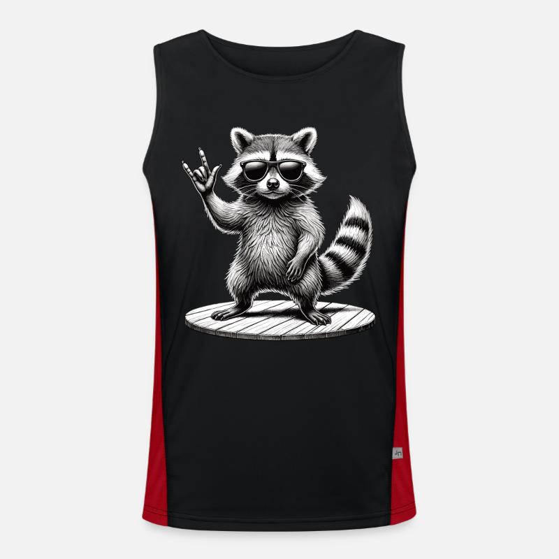Rock-Waschbär – Cool und Wild Funktionelles Kontrast-Tank Top für Männer 