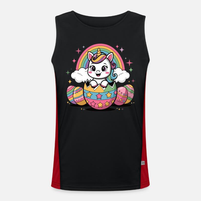 Magical Unicorn Easter Egg – Colorful Easter Gift Men's Functional Contrast Tank Top 