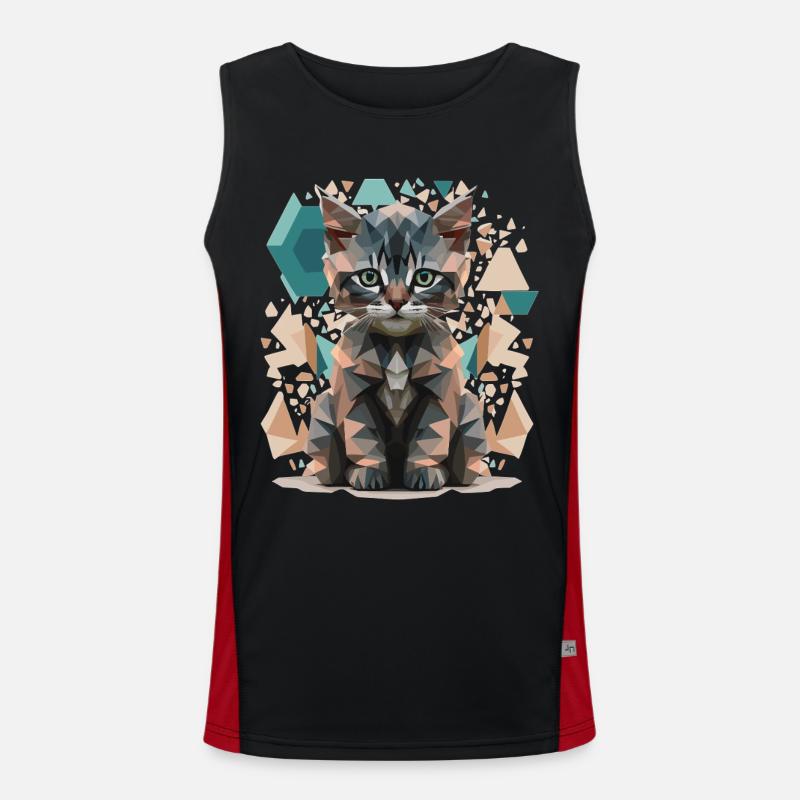 Low-Poly Katzen Kunst Funktionelles Kontrast-Tank Top für Männer 