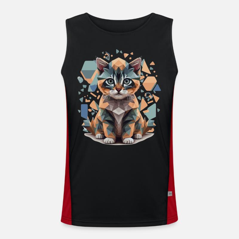 Polygone Cat Low-Poly Débardeur respirant contrasté Homme 