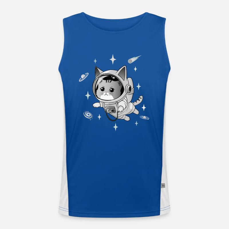 Astronaut Katze Funktionelles Kontrast-Tank Top für Männer 