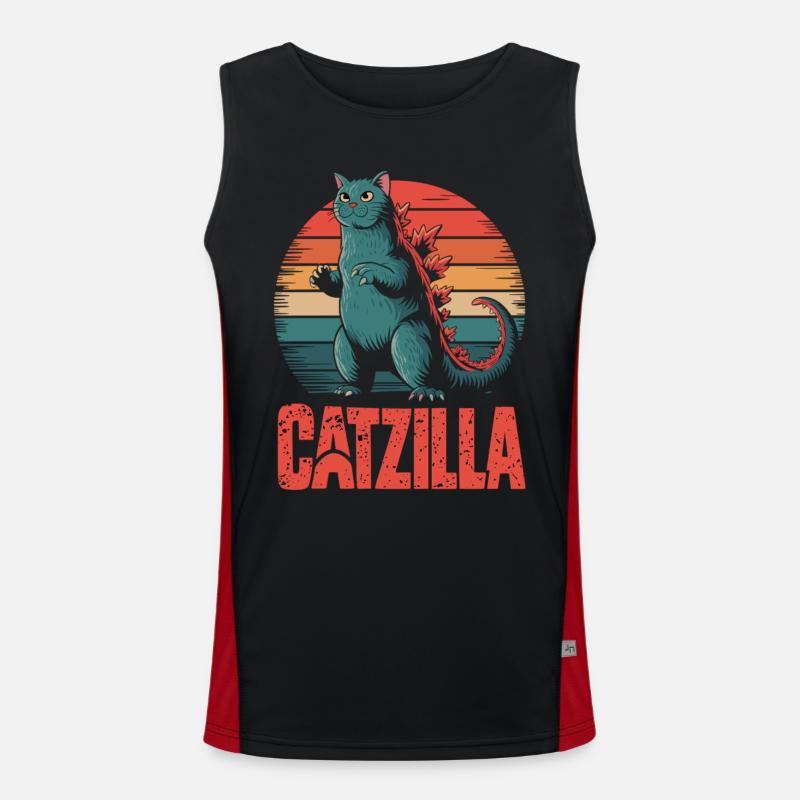 Chat monstre dans un style rétro - Catzilla Débardeur respirant contrasté Homme 