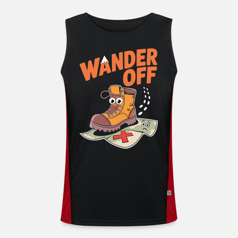 Wanderlust mit Humor Funktionelles Kontrast-Tank Top für Männer 