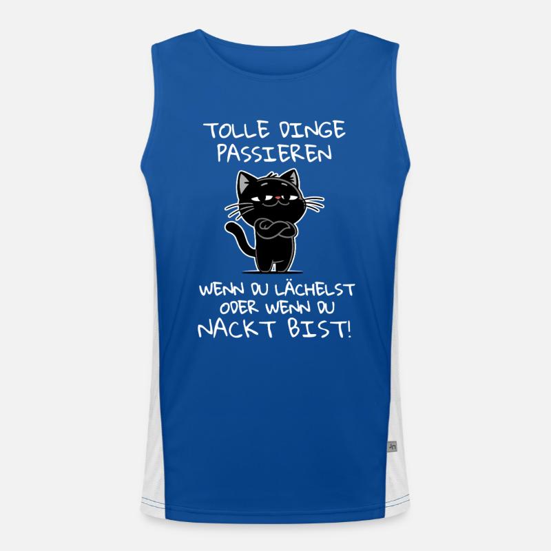 Katze in Badass-Pose – Tolle Dinge passieren dir Funktionelles Kontrast-Tank Top für Männer 