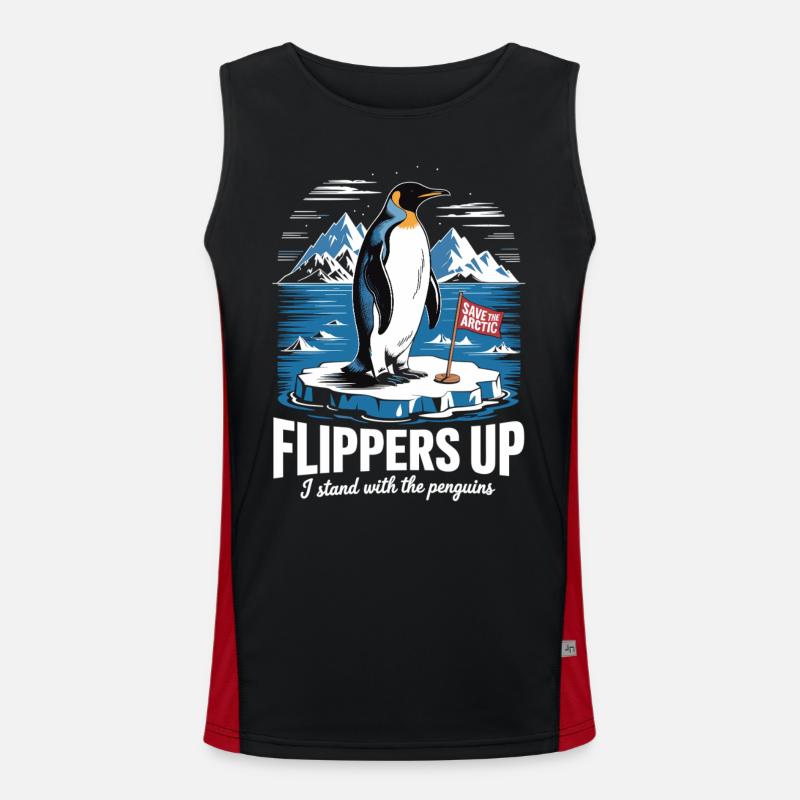 Pinguin Protest – Save the Arctic Funktionelles Kontrast-Tank Top für Männer 