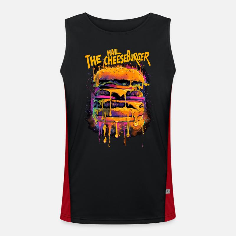 Trippy Hail the Cheeseburger Graffiti Street Style Men's Functional Contrast Tank Top 