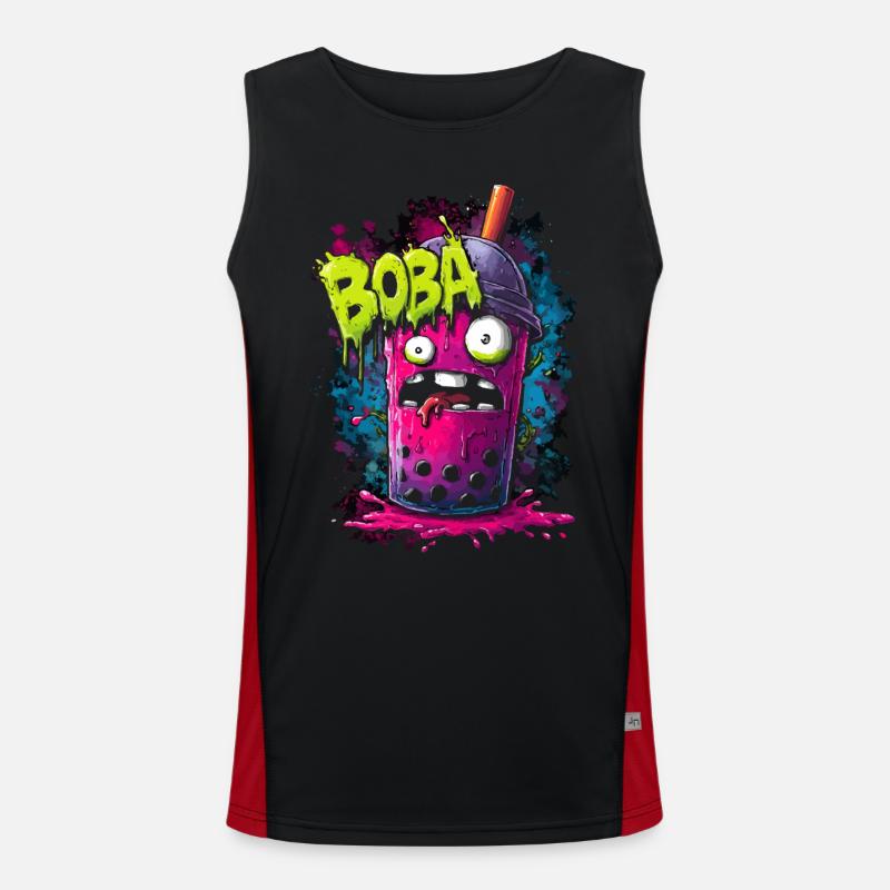 Boba Tea Monster im bunten Graffiti Street Style Funktionelles Kontrast-Tank Top für Männer 