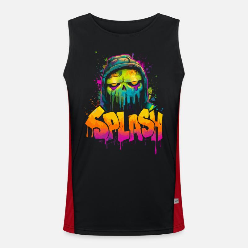 Splash Skull Neon Graffiti Street Art Pull Sweat à capuche Lo Débardeur respirant contrasté Homme 