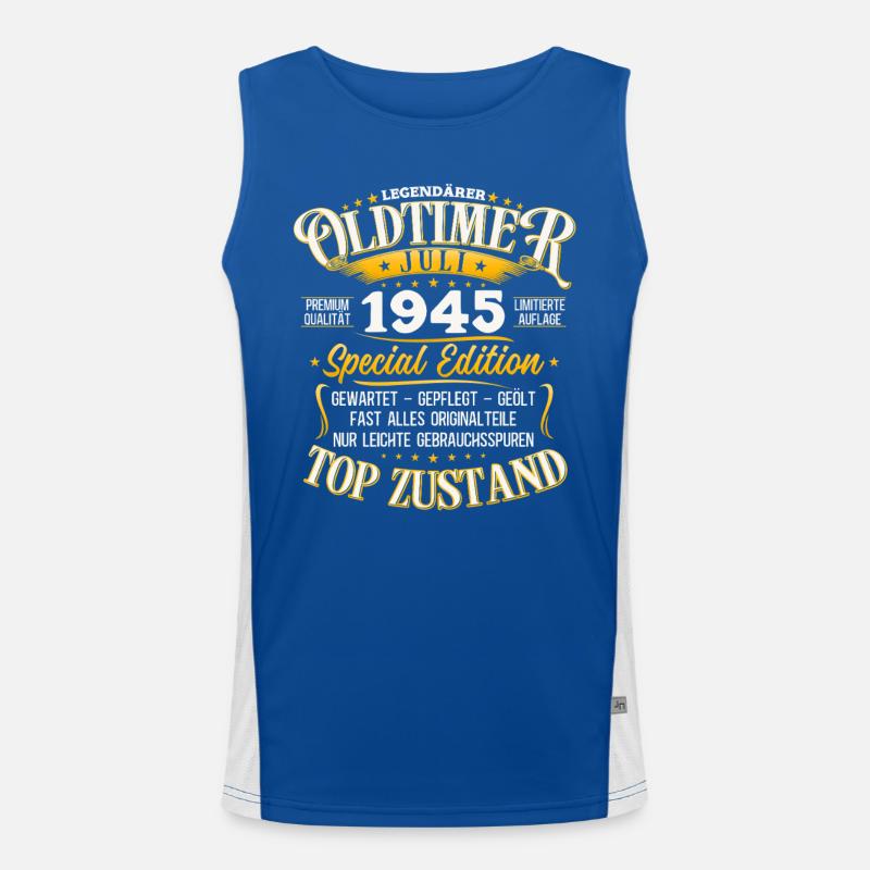 80. Geburtstag Oldtimer Juli Jahrgang 1945 Funktionelles Kontrast-Tank Top für Männer 