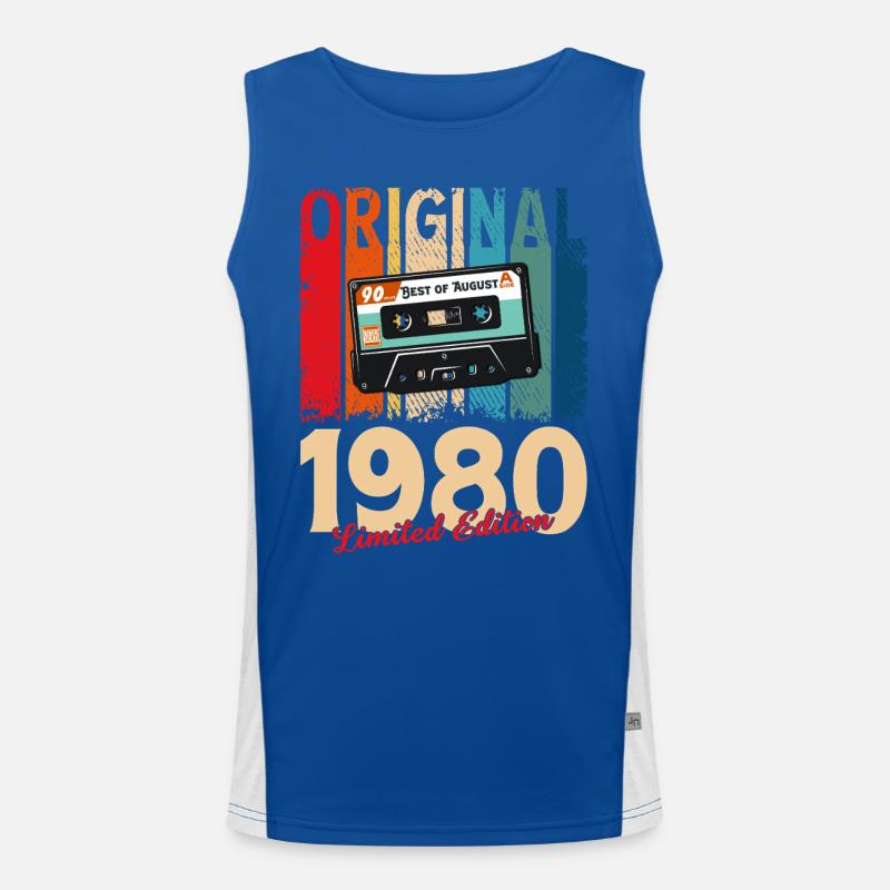 45th Birthday Original Cassette August 80 Men's Functional Contrast Tank Top 