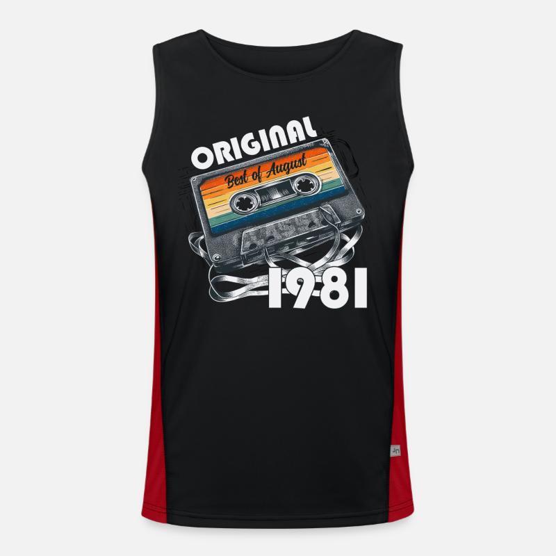 44th Birthday Cassette August 1981 Men's Functional Contrast Tank Top 