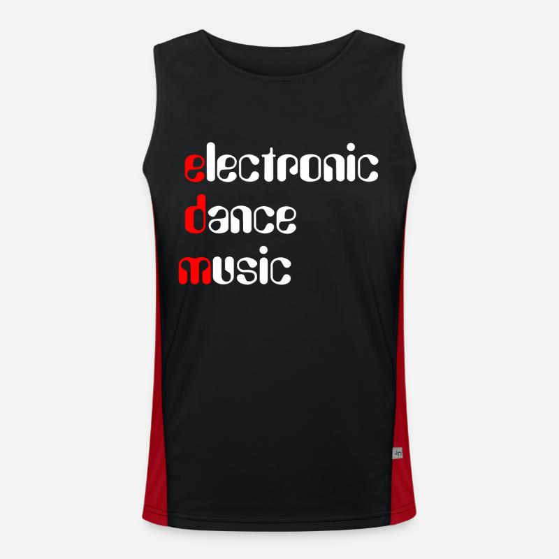 EDM Electronic Dance Music - Men's Functional Contrast Tank Top - black/red